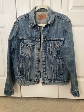 Levi's Blue Distressed Denim Trucker Jacket
